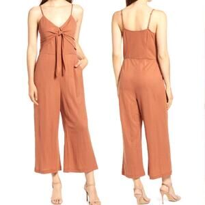 Chealsea28 Summer Sleeveless Tie Front Wide Leg Jumpsuit Size‎ L Burnt Orange